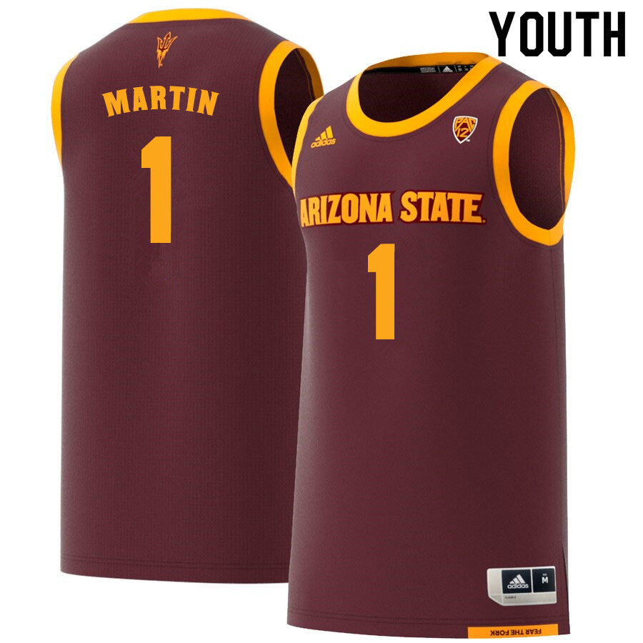 Youth #1 Remy Martin Arizona State Sun Devils College Basketball Jerseys Sale-Maroon